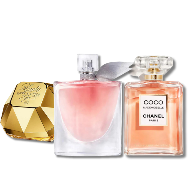 Combo aus 3 Damenparfums – Lady Million Rabanne, Lancôme La Vie Est Belle und Chanel Coco Mademoiselle (Eau de Parfum 100ml)